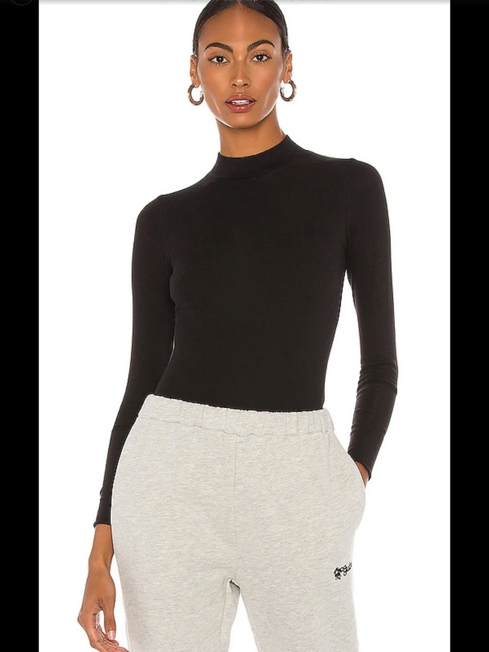 Free People Intimately Rickie Ribbed Mock Neck Tops Black & White Bundle